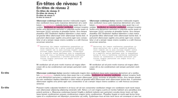 Capture d’écran du texte d’épreuve du guide de style